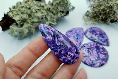 4 pcs Faux Purple Cabochones from Polymer Clay (#3) Cabochons SweetyBijou Cabochons   