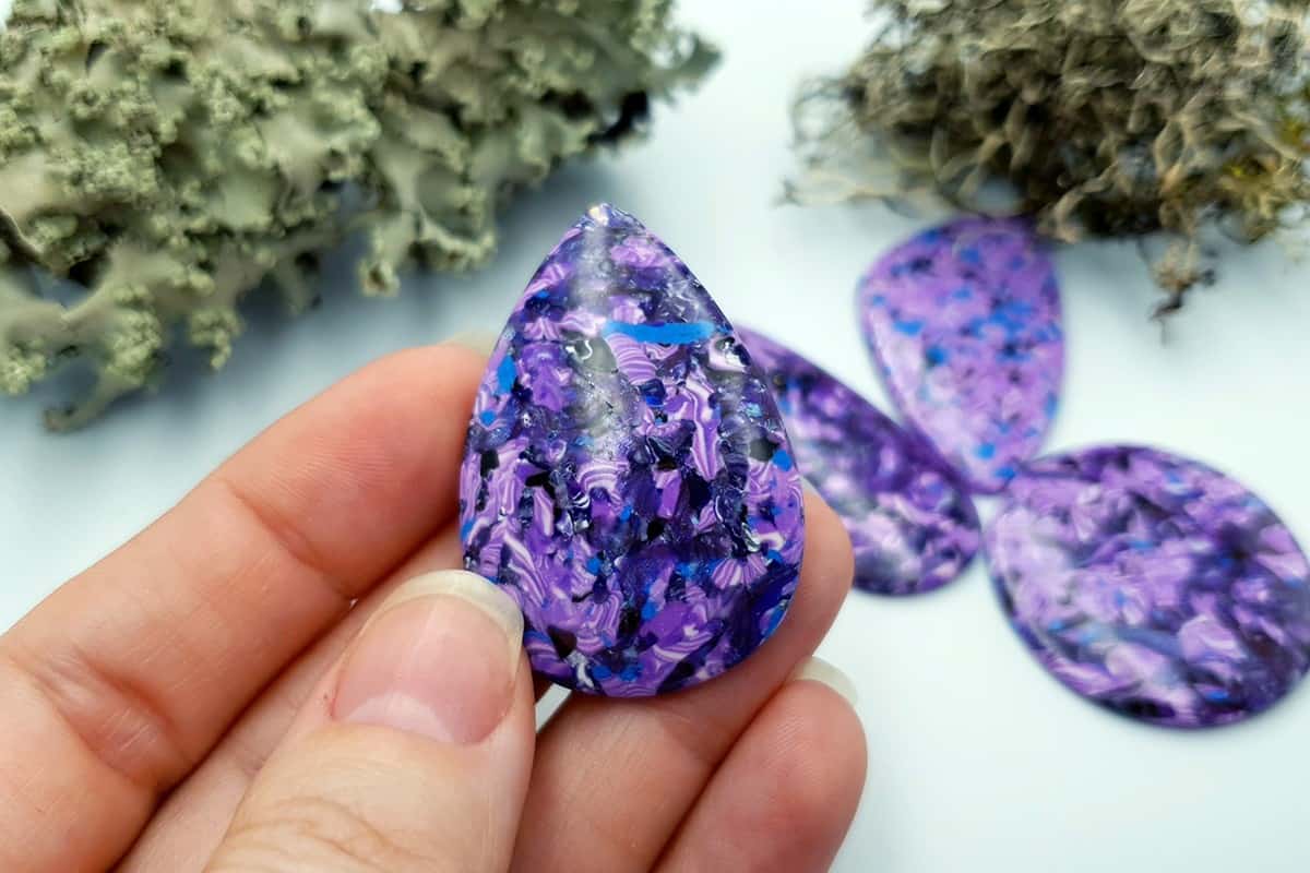 4 pcs Faux Purple Cabochones from Polymer Clay (#3) Cabochons SweetyBijou Cabochons   