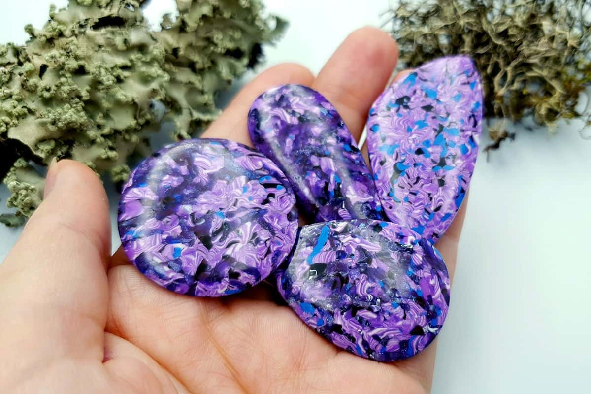 4 pcs Faux Purple Cabochones from Polymer Clay (#3) Cabochons SweetyBijou Cabochons   