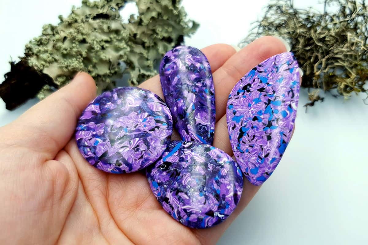 4 pcs Faux Purple Cabochones from Polymer Clay (#3) Cabochons SweetyBijou Cabochons   