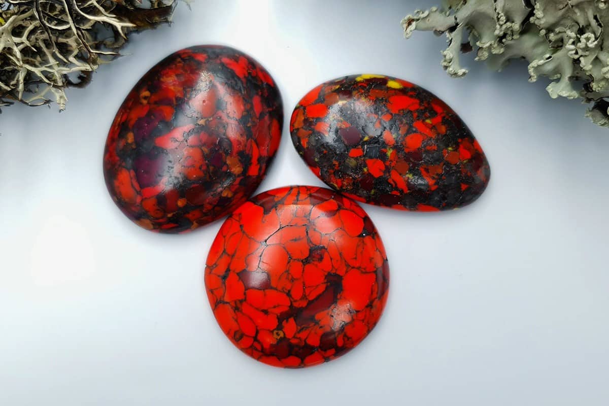 3 pcs Beads Faux Red Jasper from Polymer Clay (#1) Cabochons SweetyBijou Cabochons   