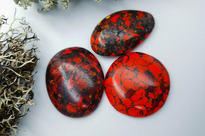 3 pcs Beads Faux Red Jasper from Polymer Clay (#1) Cabochons SweetyBijou Cabochons   