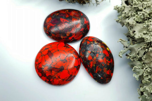 3 pcs Beads Faux Red Jasper from Polymer Clay (#1) Cabochons SweetyBijou Cabochons Default Title  