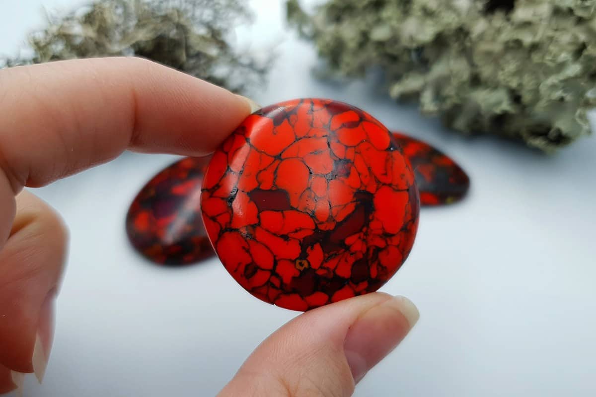 3 pcs Beads Faux Red Jasper from Polymer Clay (#1) Cabochons SweetyBijou Cabochons   