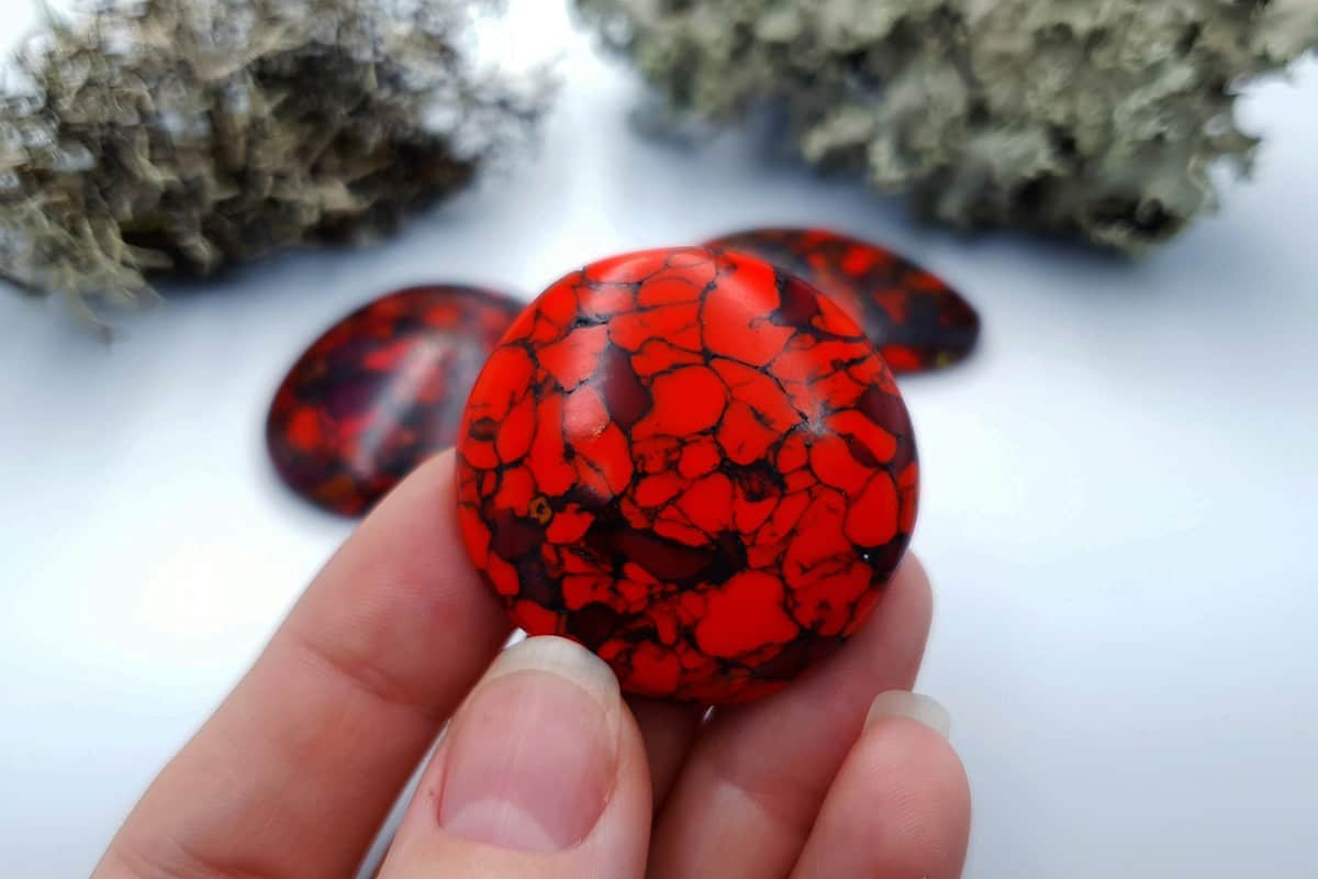 3 pcs Beads Faux Red Jasper from Polymer Clay (#1) Cabochons SweetyBijou Cabochons   