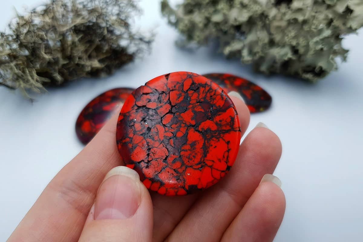 3 pcs Beads Faux Red Jasper from Polymer Clay (#1) Cabochons SweetyBijou Cabochons   