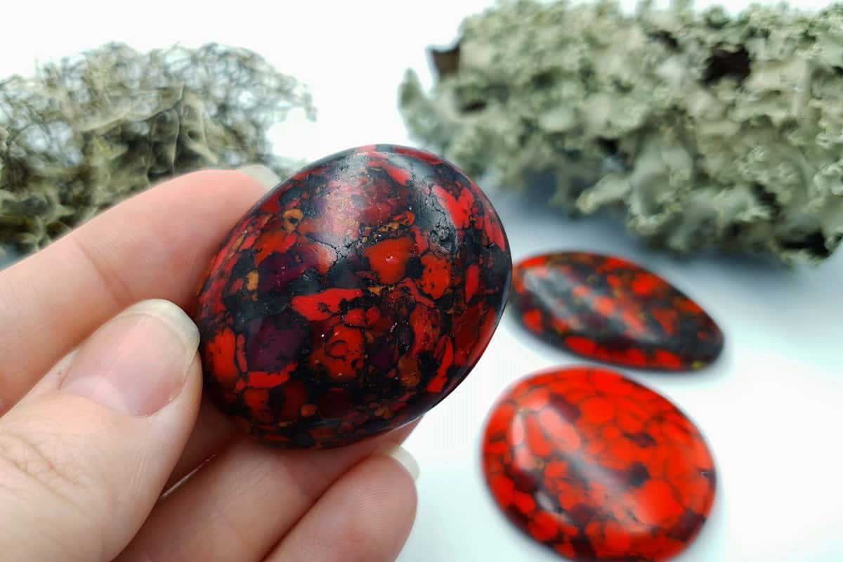 3 pcs Beads Faux Red Jasper from Polymer Clay (#1) Cabochons SweetyBijou Cabochons   