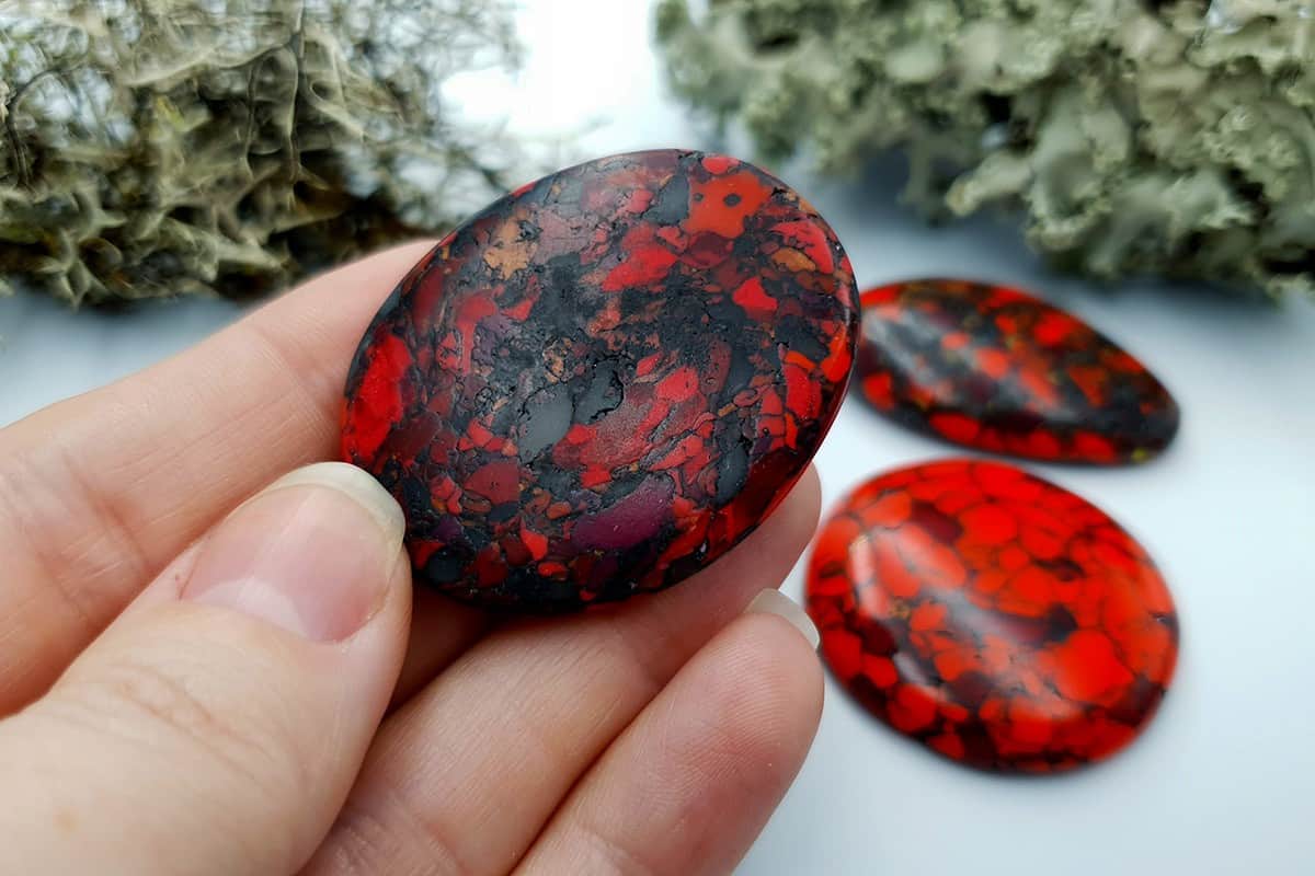 3 pcs Beads Faux Red Jasper from Polymer Clay (#1) Cabochons SweetyBijou Cabochons   