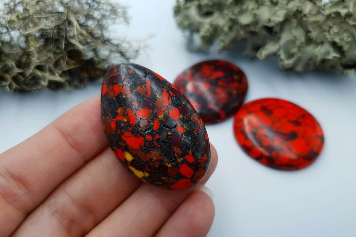 3 pcs Beads Faux Red Jasper from Polymer Clay (#1) Cabochons SweetyBijou Cabochons   