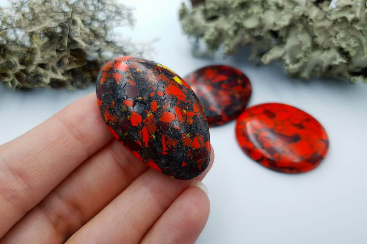 3 pcs Beads Faux Red Jasper from Polymer Clay (#1) Cabochons SweetyBijou Cabochons   