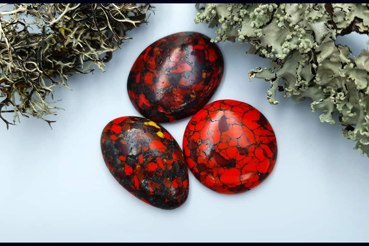 3 pcs Beads Faux Red Jasper from Polymer Clay (#1) Cabochons SweetyBijou Cabochons   