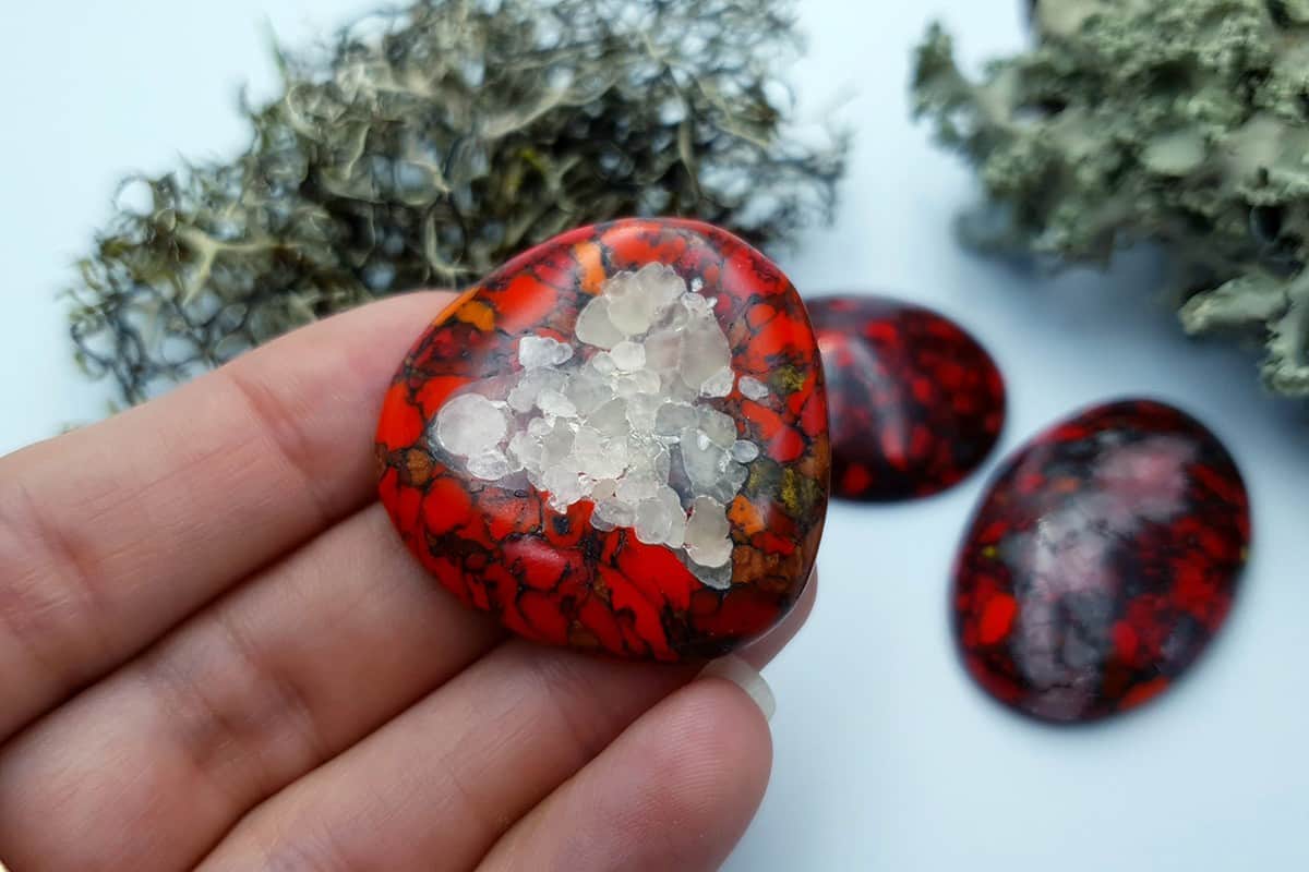 3 pcs Beads Faux Red Jasper from Polymer Clay (#2) Cabochons SweetyBijou Cabochons   