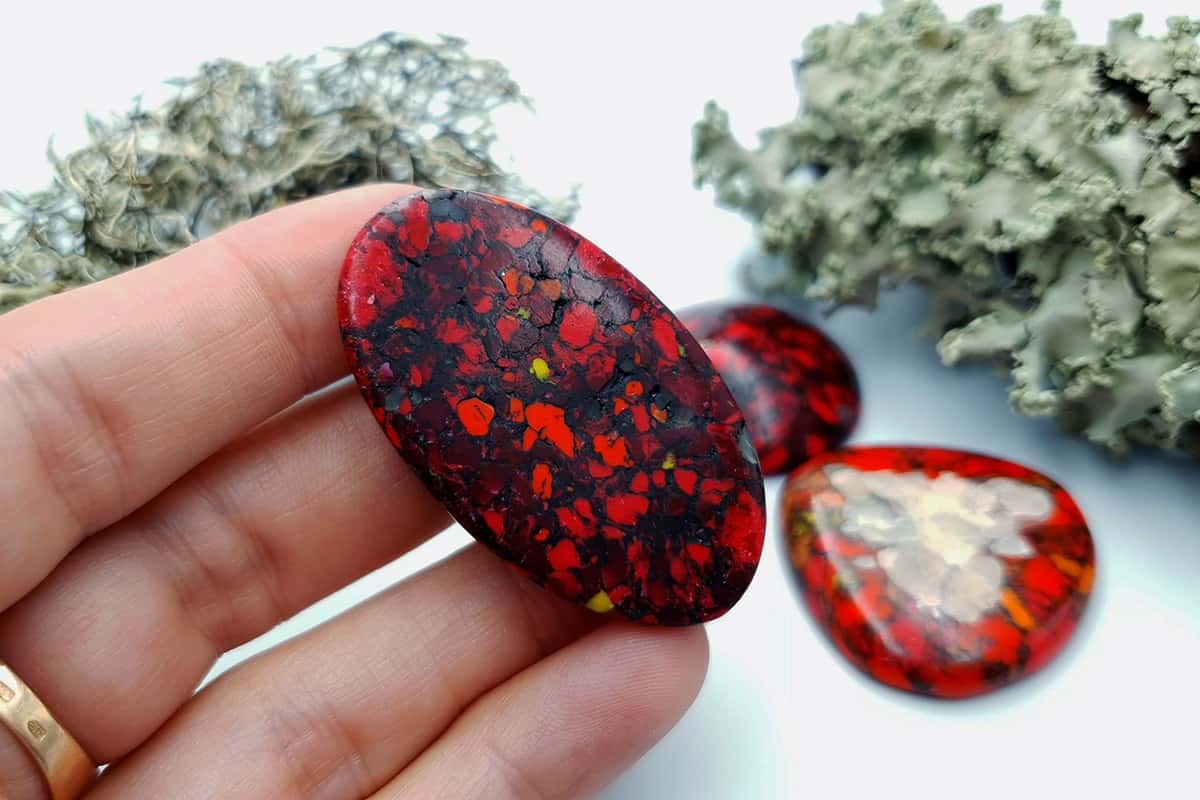 3 pcs Beads Faux Red Jasper from Polymer Clay (#2) Cabochons SweetyBijou Cabochons   