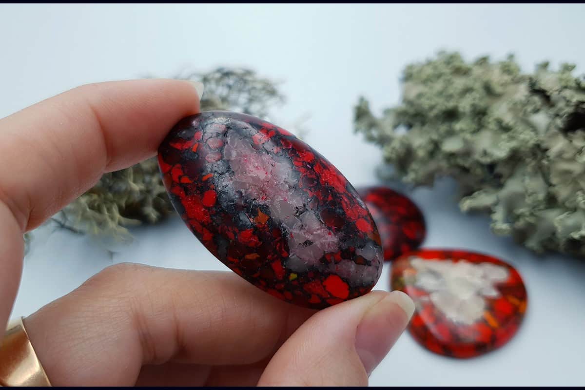 3 pcs Beads Faux Red Jasper from Polymer Clay (#2) Cabochons SweetyBijou Cabochons   