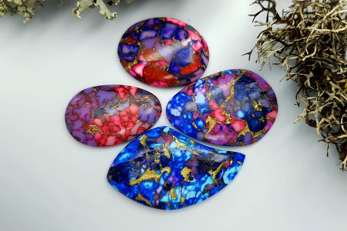 4 Cabochones Faux Turquoise from Polymer Clay #3 Cabochons SweetyBijou Cabochons   