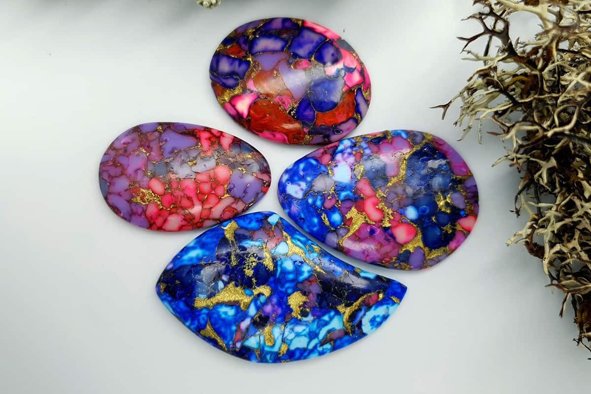 4 Cabochones Faux Turquoise from Polymer Clay #3 Cabochons SweetyBijou Cabochons   