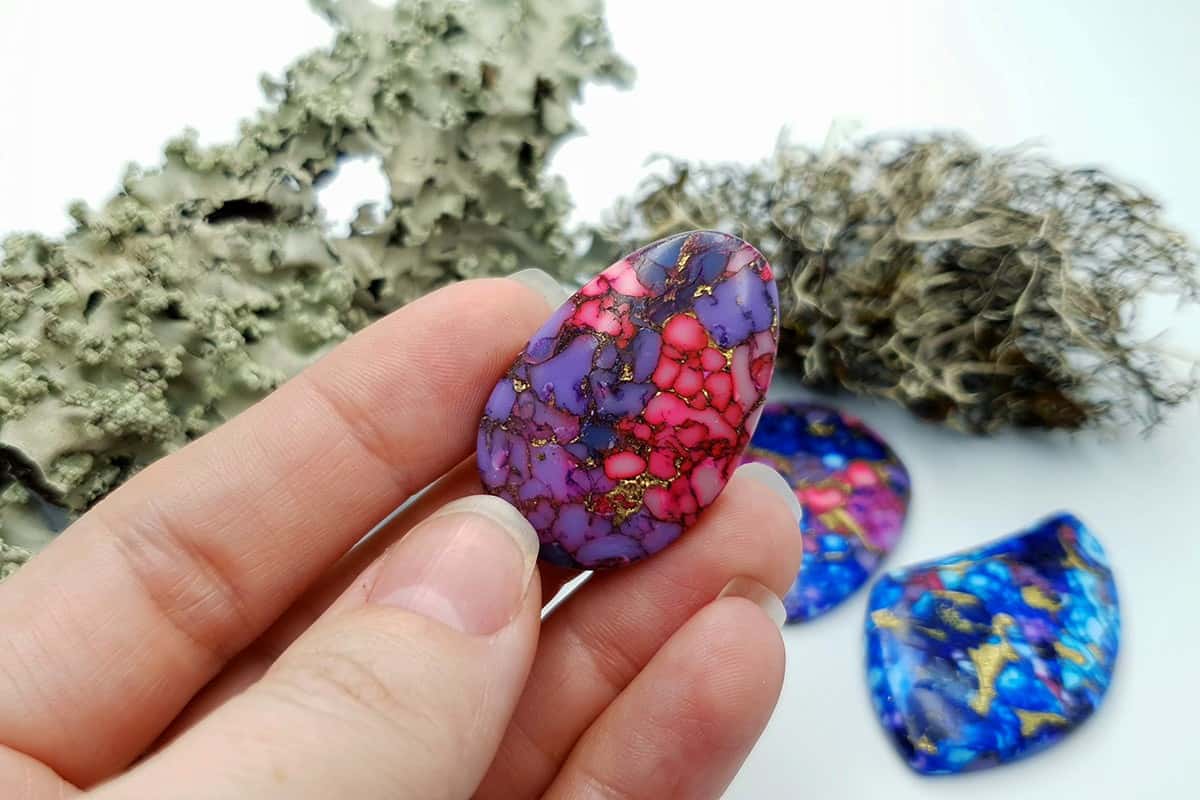 4 Cabochones Faux Turquoise from Polymer Clay #3 Cabochons SweetyBijou Cabochons   