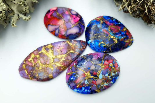 4 Cabochones Faux Turquoise from polymer clay #4 Cabochons SweetyBijou Cabochons   