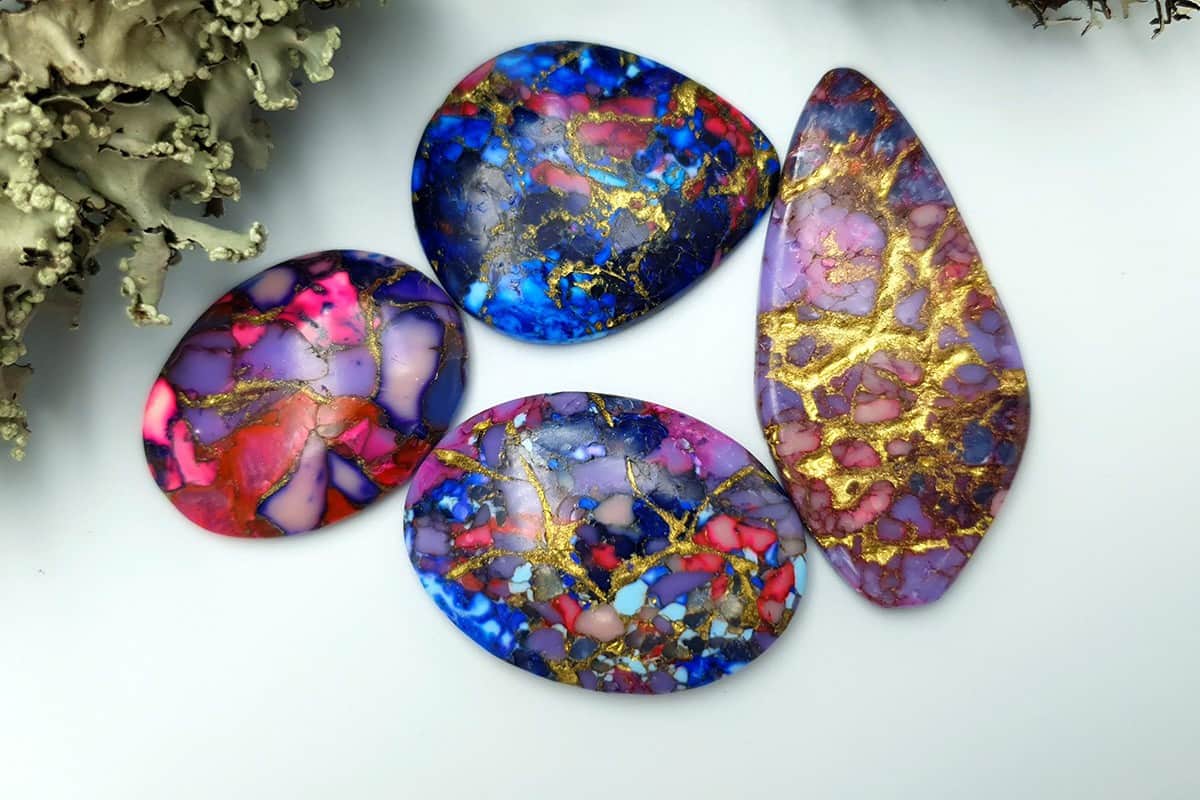 4 Cabochones Faux Turquoise from polymer clay #4 Cabochons SweetyBijou Cabochons   