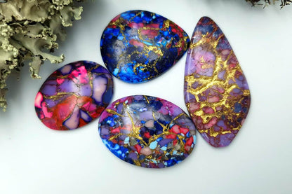 4 Cabochones Faux Turquoise from polymer clay #4 Cabochons SweetyBijou Cabochons   