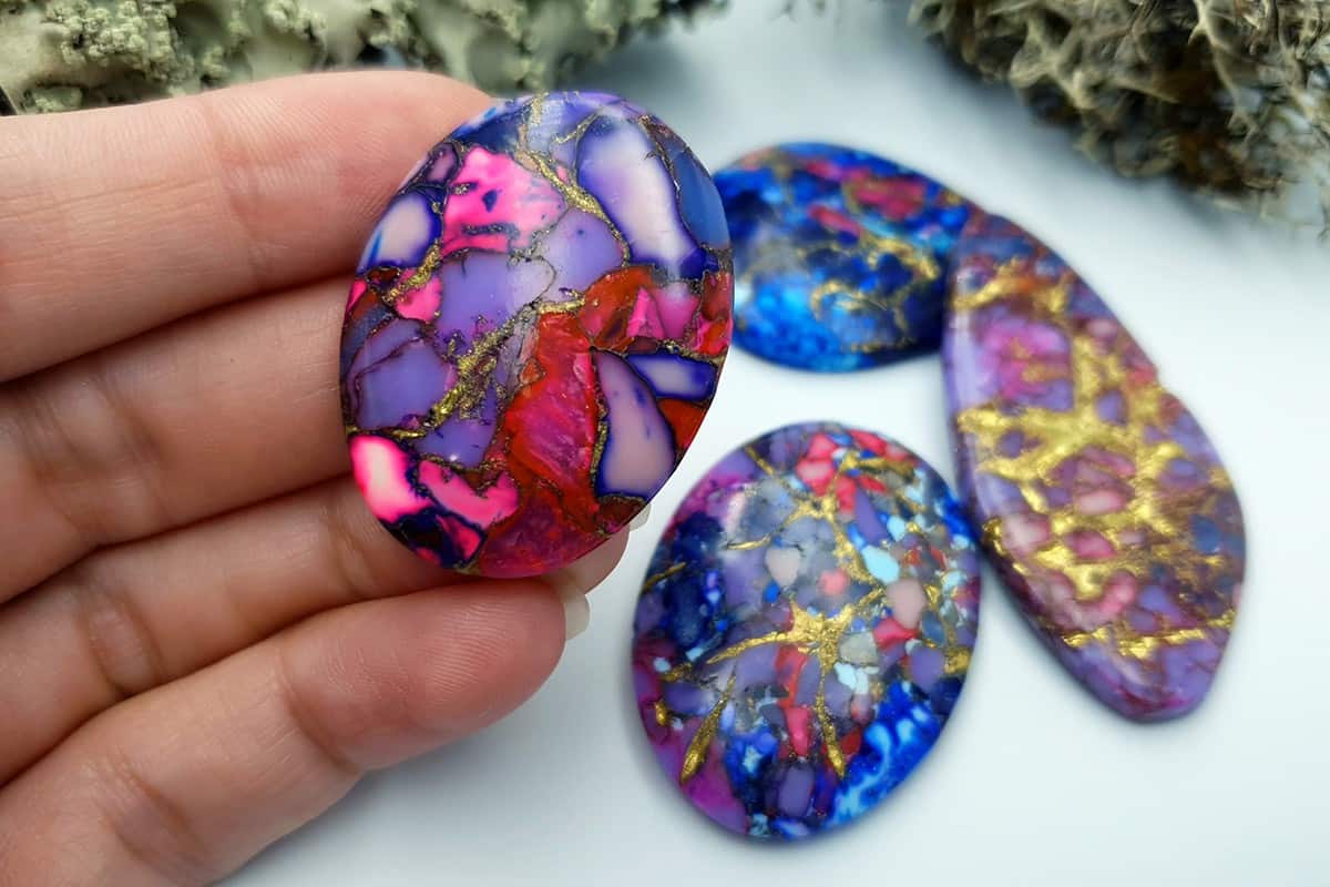 4 Cabochones Faux Turquoise from polymer clay #4 Cabochons SweetyBijou Cabochons   