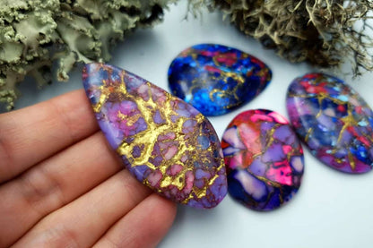 4 Cabochones Faux Turquoise from polymer clay #4 Cabochons SweetyBijou Cabochons   