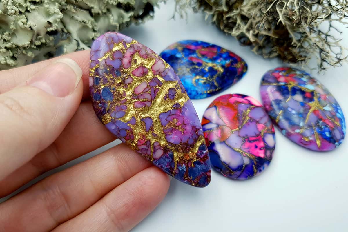 4 Cabochones Faux Turquoise from polymer clay #4 Cabochons SweetyBijou Cabochons   