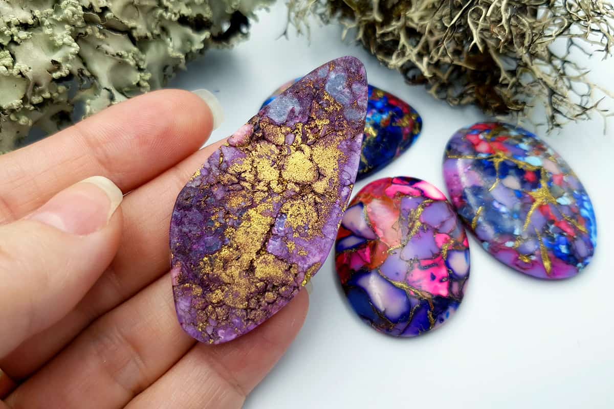 4 Cabochones Faux Turquoise from polymer clay #4 Cabochons SweetyBijou Cabochons   