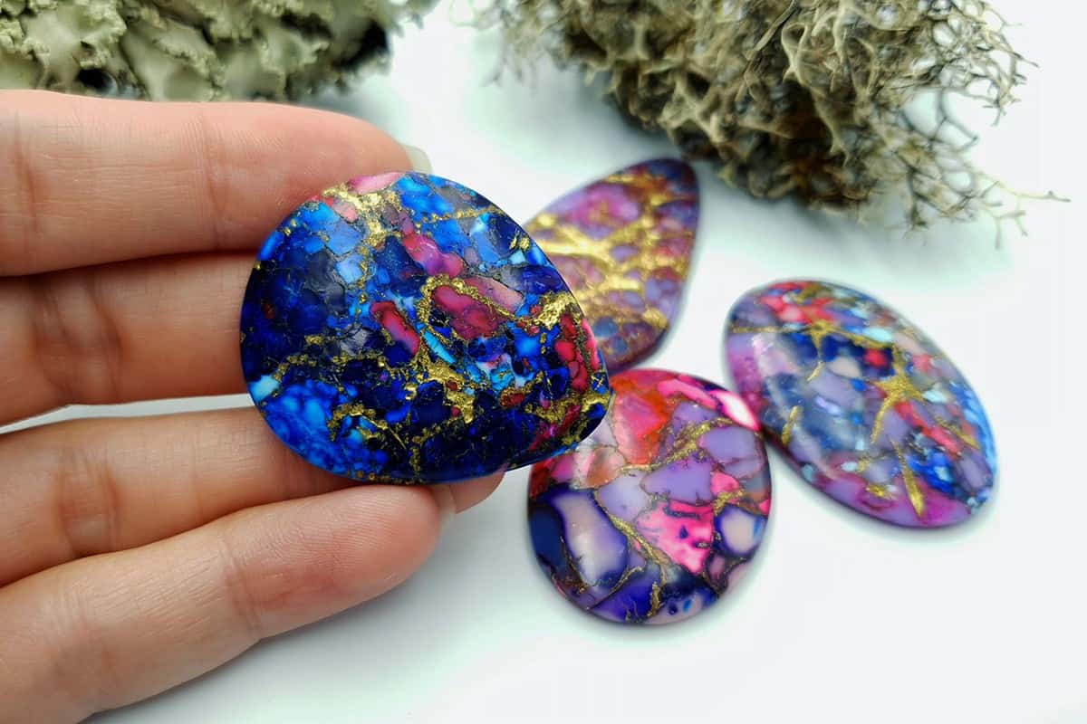 4 Cabochones Faux Turquoise from polymer clay #4 Cabochons SweetyBijou Cabochons   