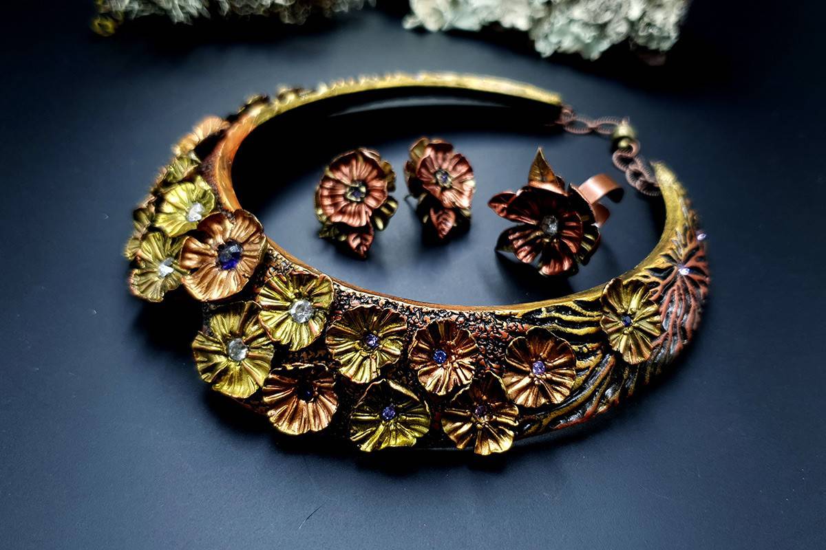 Flowers in Metal 2 Jewelry Set Jewelry Set SweetyBijou Jewelry   