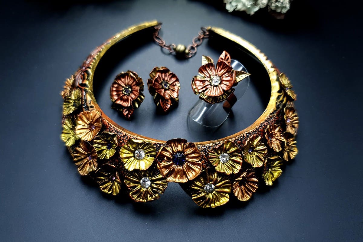 Flowers in Metal 2 Jewelry Set Jewelry Set SweetyBijou Jewelry   