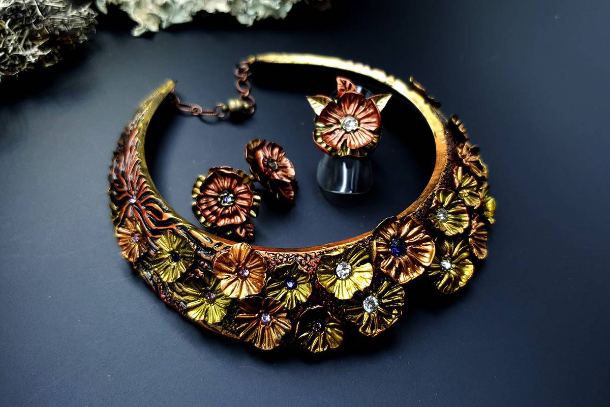 Flowers in Metal 2 Jewelry Set Jewelry Set SweetyBijou Jewelry   