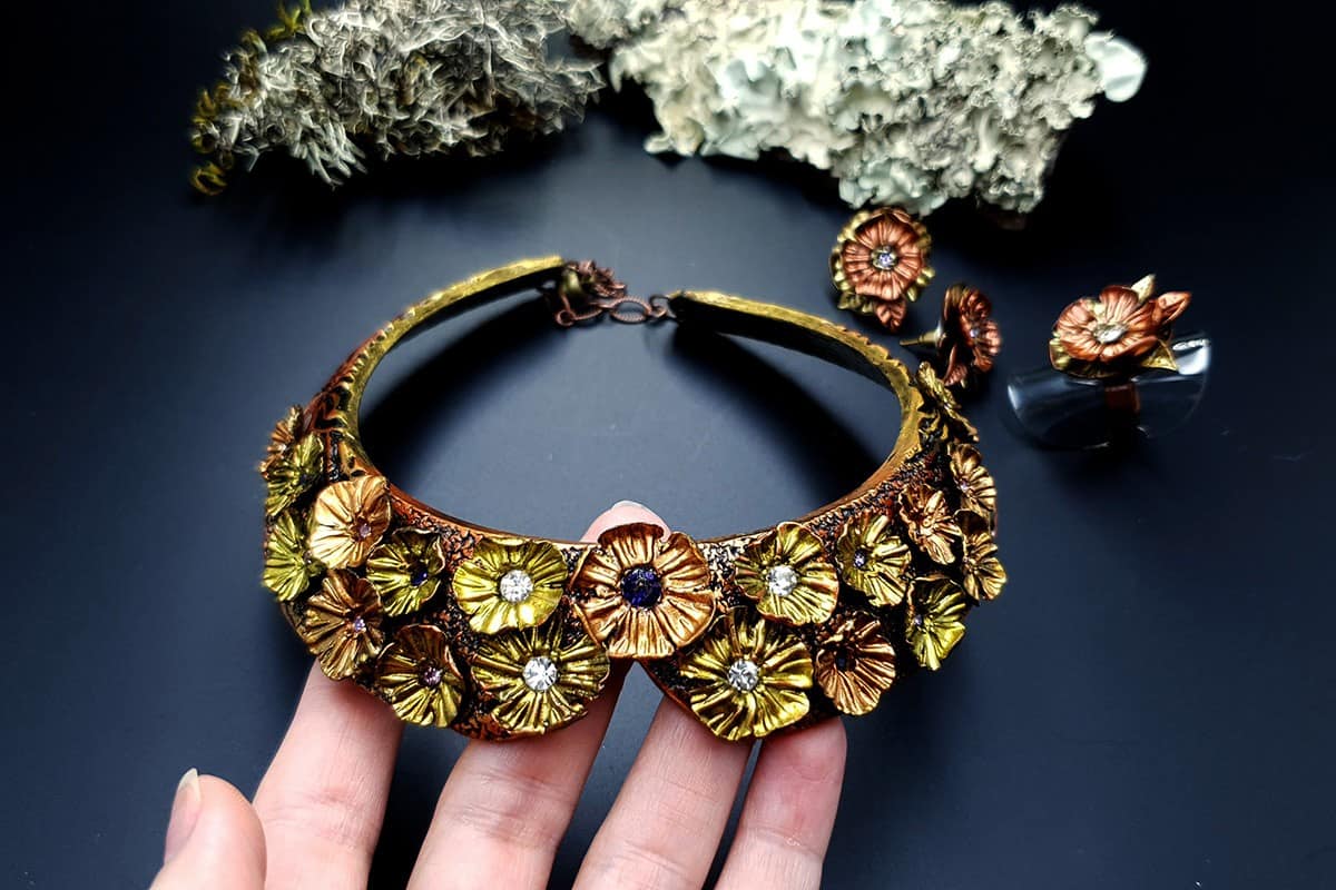 Flowers in Metal 2 Jewelry Set Jewelry Set SweetyBijou Jewelry   