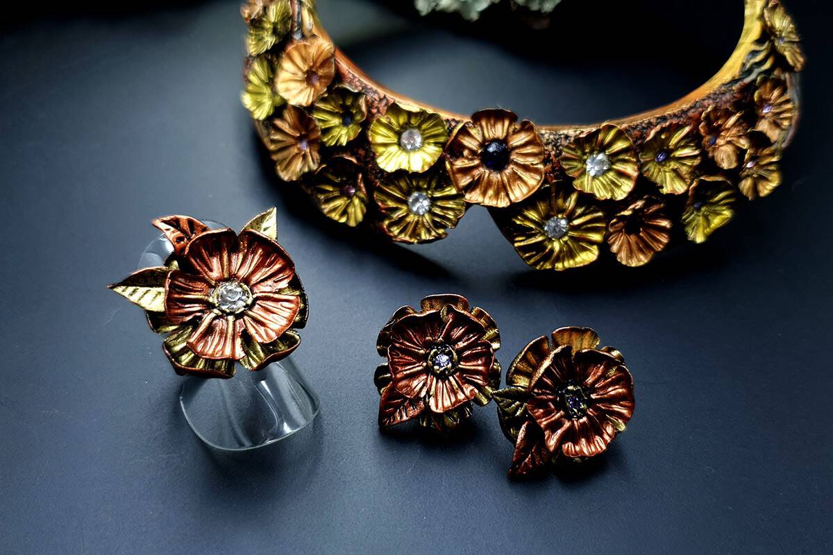 Flowers in Metal 2 Jewelry Set Jewelry Set SweetyBijou Jewelry   