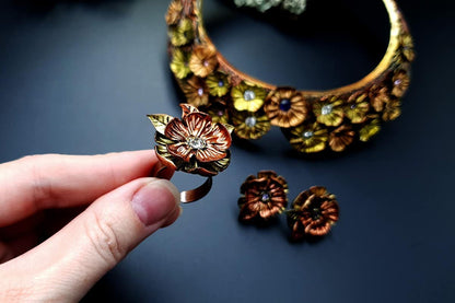 Flowers in Metal 2 Jewelry Set Jewelry Set SweetyBijou Jewelry   