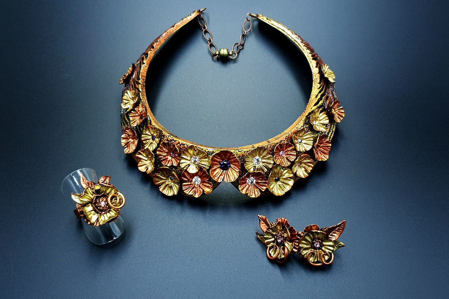 "Flowers in Metal" Jewelry Set Jewelry Set SweetyBijou Jewelry   