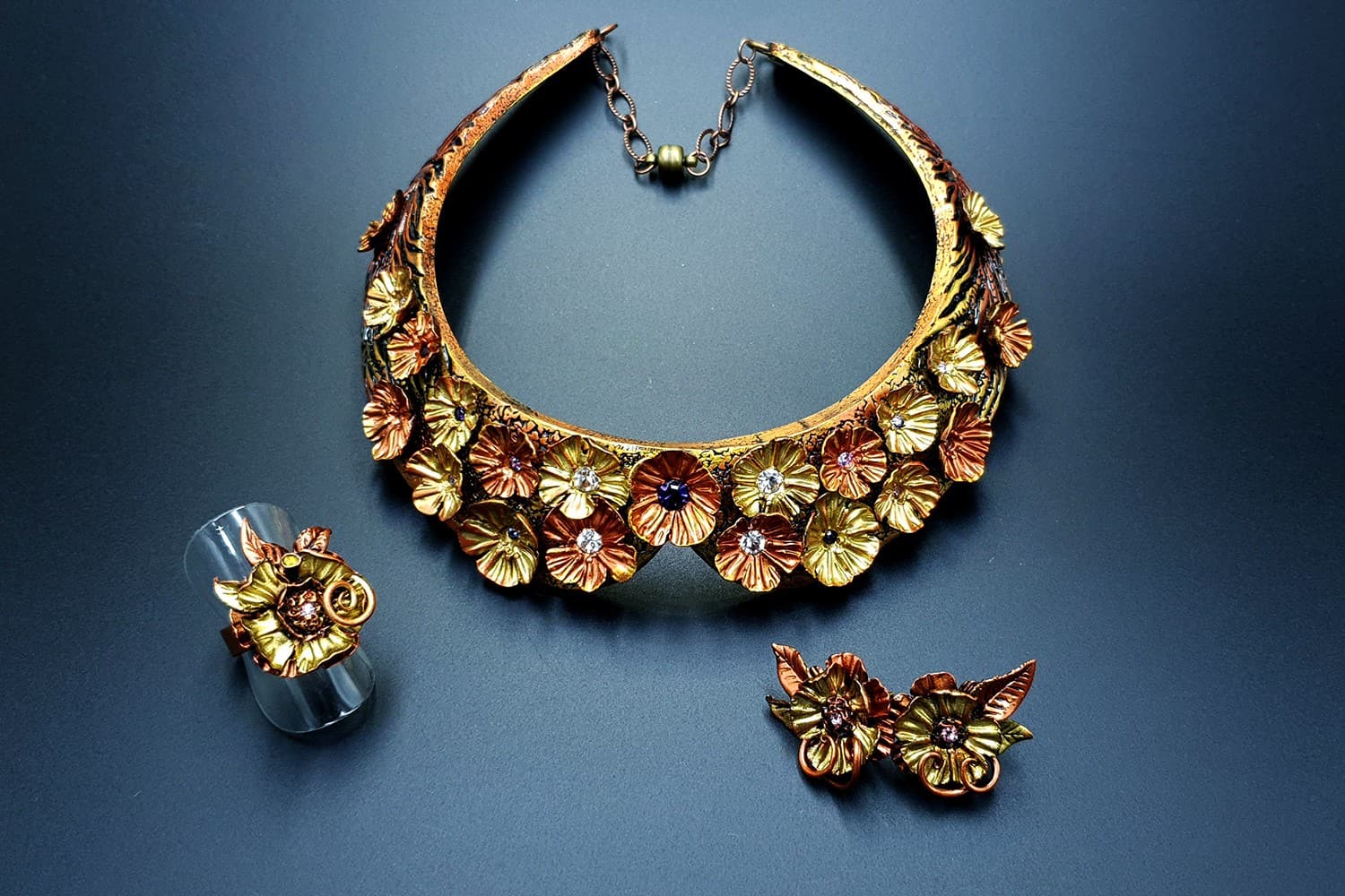 "Flowers in Metal" Jewelry Set Jewelry Set SweetyBijou Jewelry   