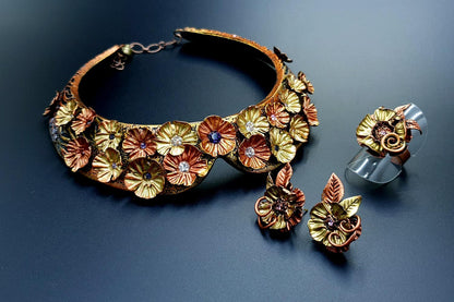 "Flowers in Metal" Jewelry Set Jewelry Set SweetyBijou Jewelry   