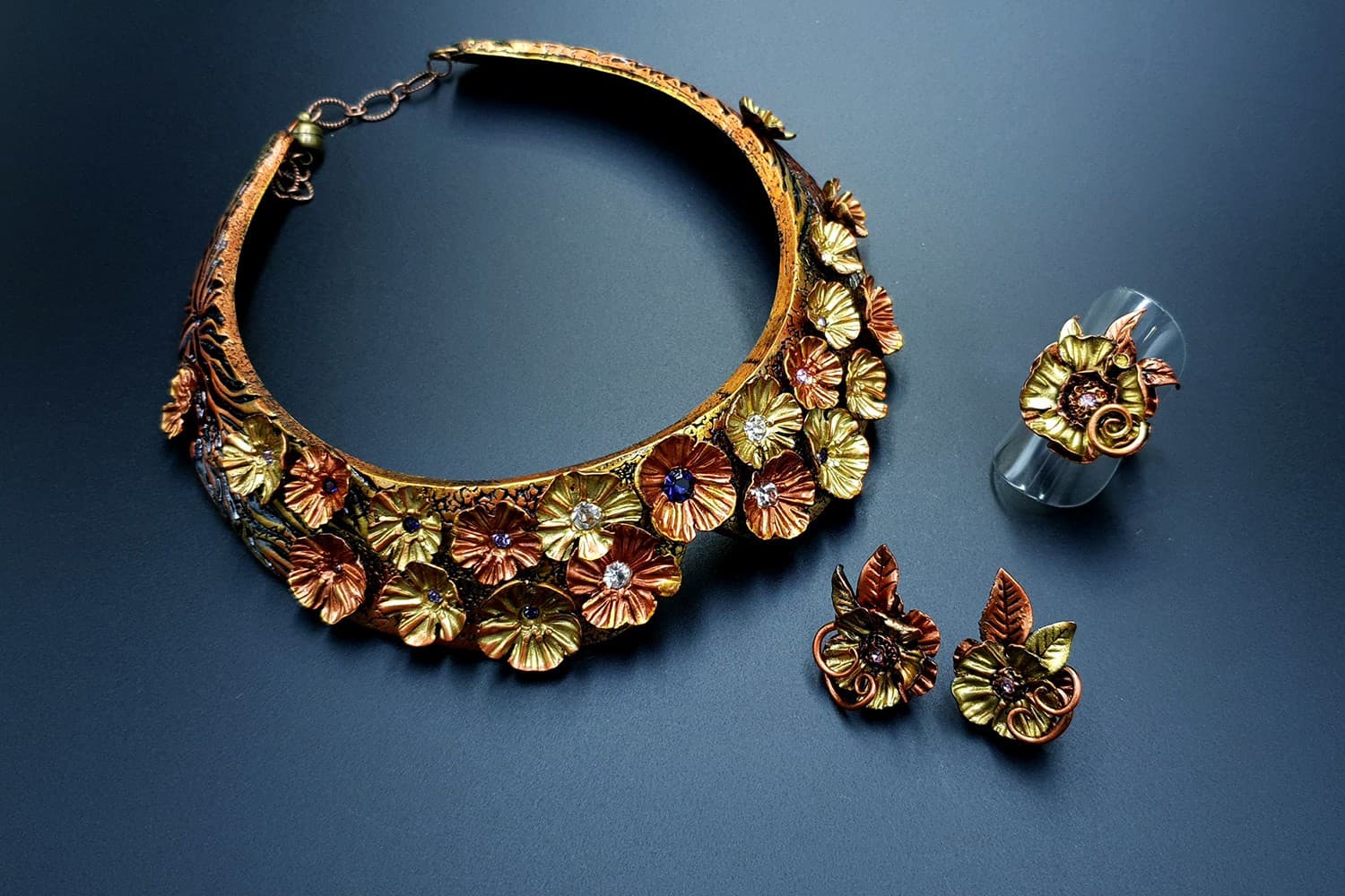 "Flowers in Metal" Jewelry Set Jewelry Set SweetyBijou Jewelry   