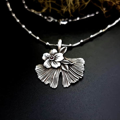 Unique Silver Ginkgo Leaf Pendant Pendant SweetyBijou Jewelry   