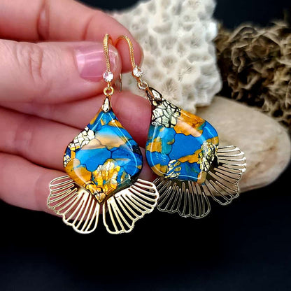 Romantic Earrings "Gold and Ice Mosaic" Earrings SweetyBijou Jewelry   