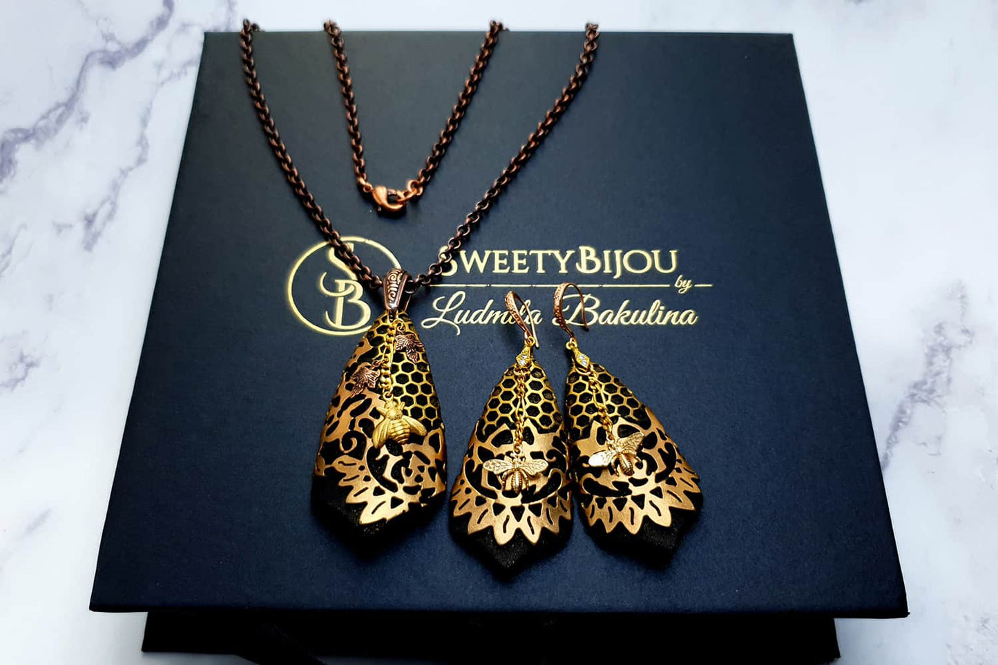 Jewelry Set "Golden Bees" Jewelry Set SweetyBijou Jewelry   