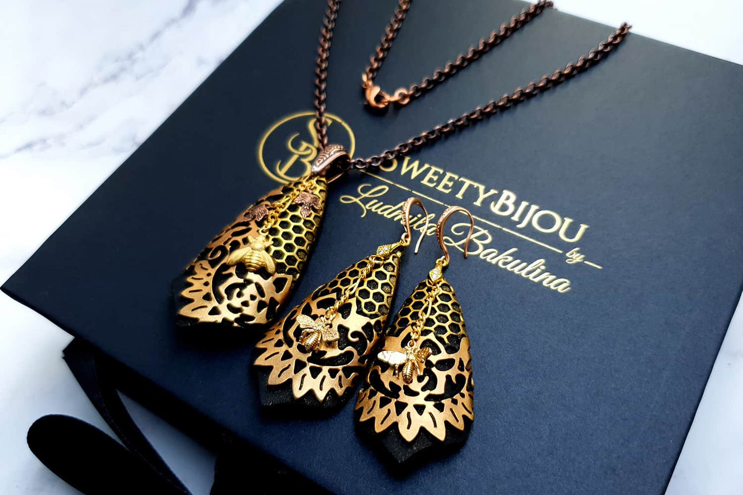 Jewelry Set "Golden Bees" Jewelry Set SweetyBijou Jewelry   