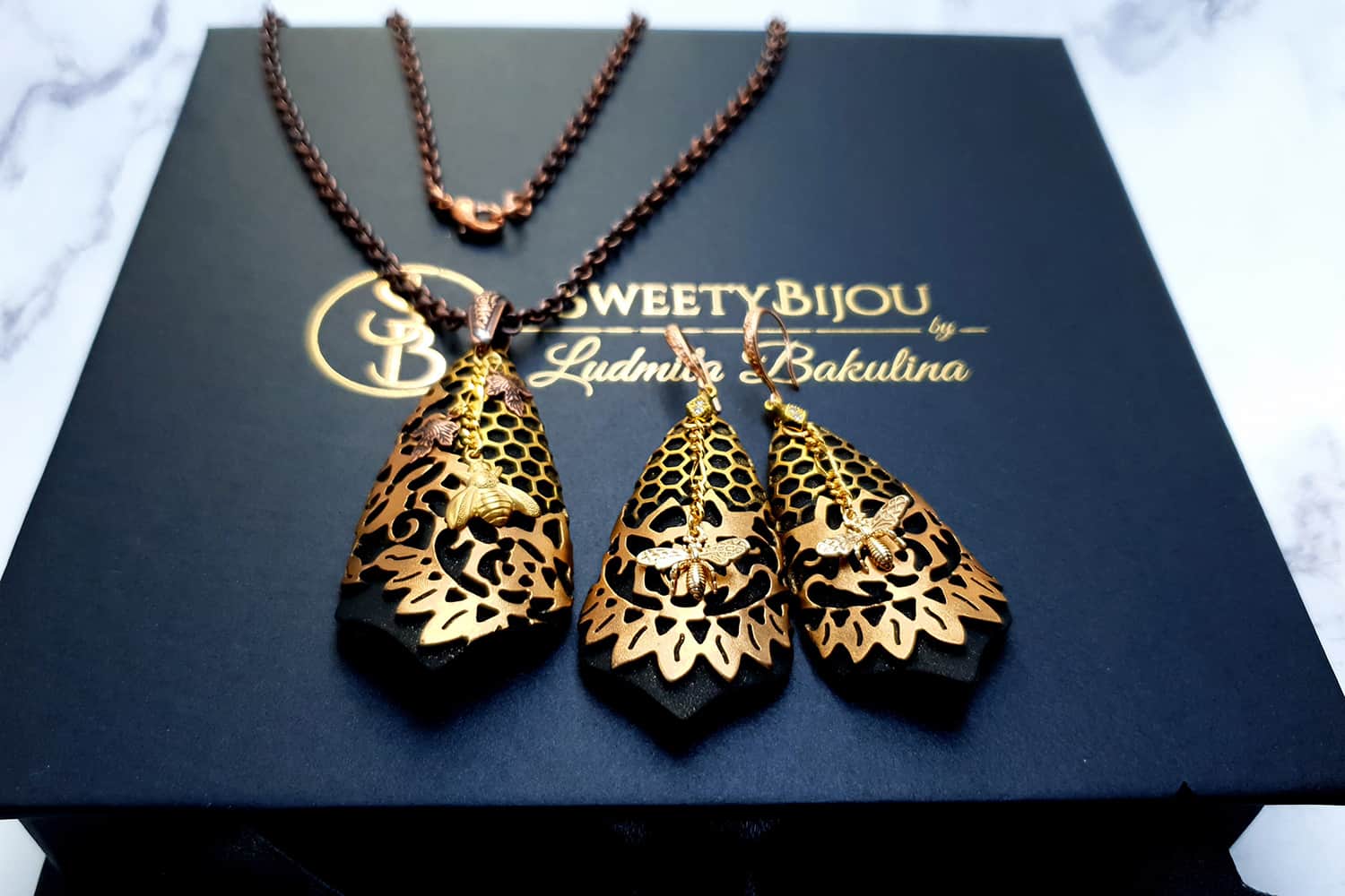 Jewelry Set "Golden Bees" Jewelry Set SweetyBijou Jewelry   