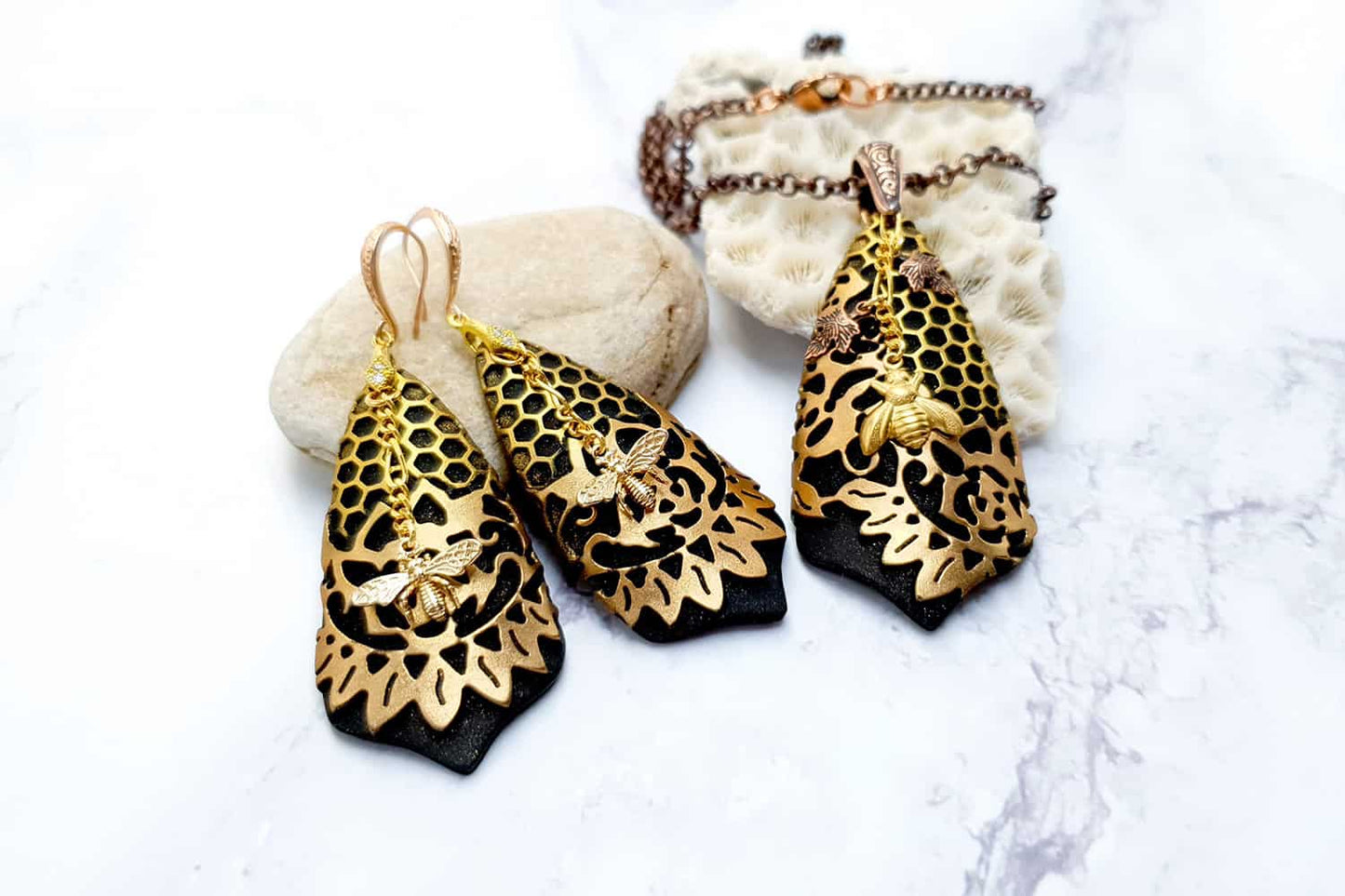 Jewelry Set "Golden Bees" Jewelry Set SweetyBijou Jewelry   