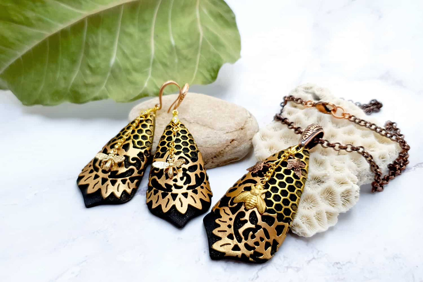 Jewelry Set "Golden Bees" Jewelry Set SweetyBijou Jewelry   