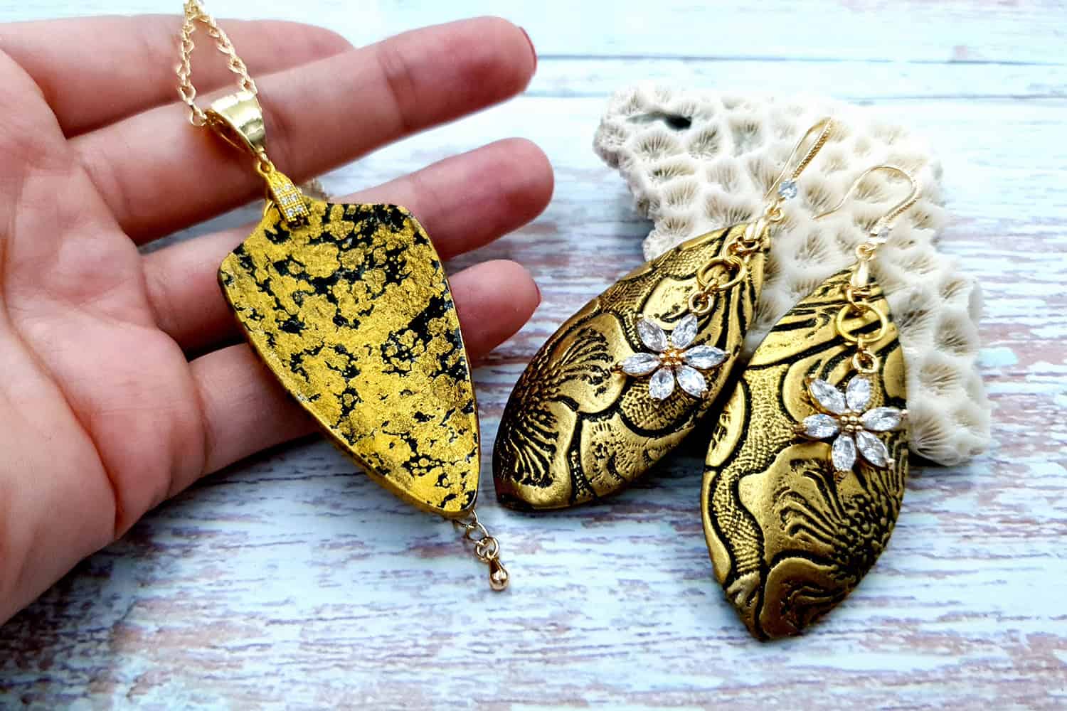 Jewelry Set "Golden Flowers" Jewelry Set SweetyBijou Jewelry   