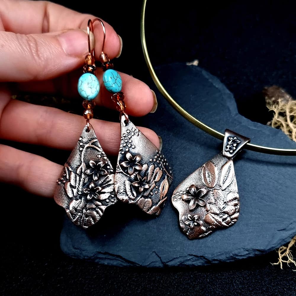 Red Bronze Metal Jewelry Set Jewelry Set SweetyBijou Jewelry   