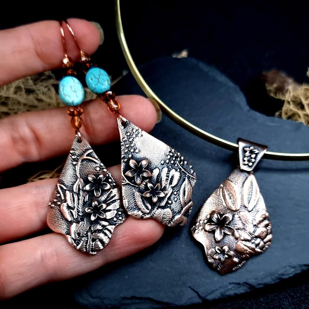 Red Bronze Metal Jewelry Set Jewelry Set SweetyBijou Jewelry   