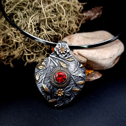 Silver Pendant with Red CZ Pendant SweetyBijou Jewelry   
